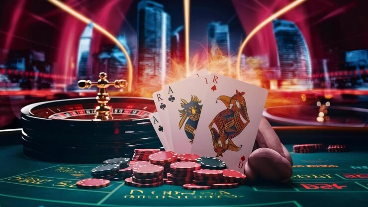 Texas Poker table on kingdomtoto link showing hole cards, community cards, and betting positions